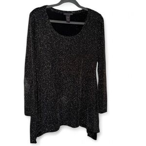 Chelsea & Theodore Black Glitter sparkle Long Sleeve Top Large